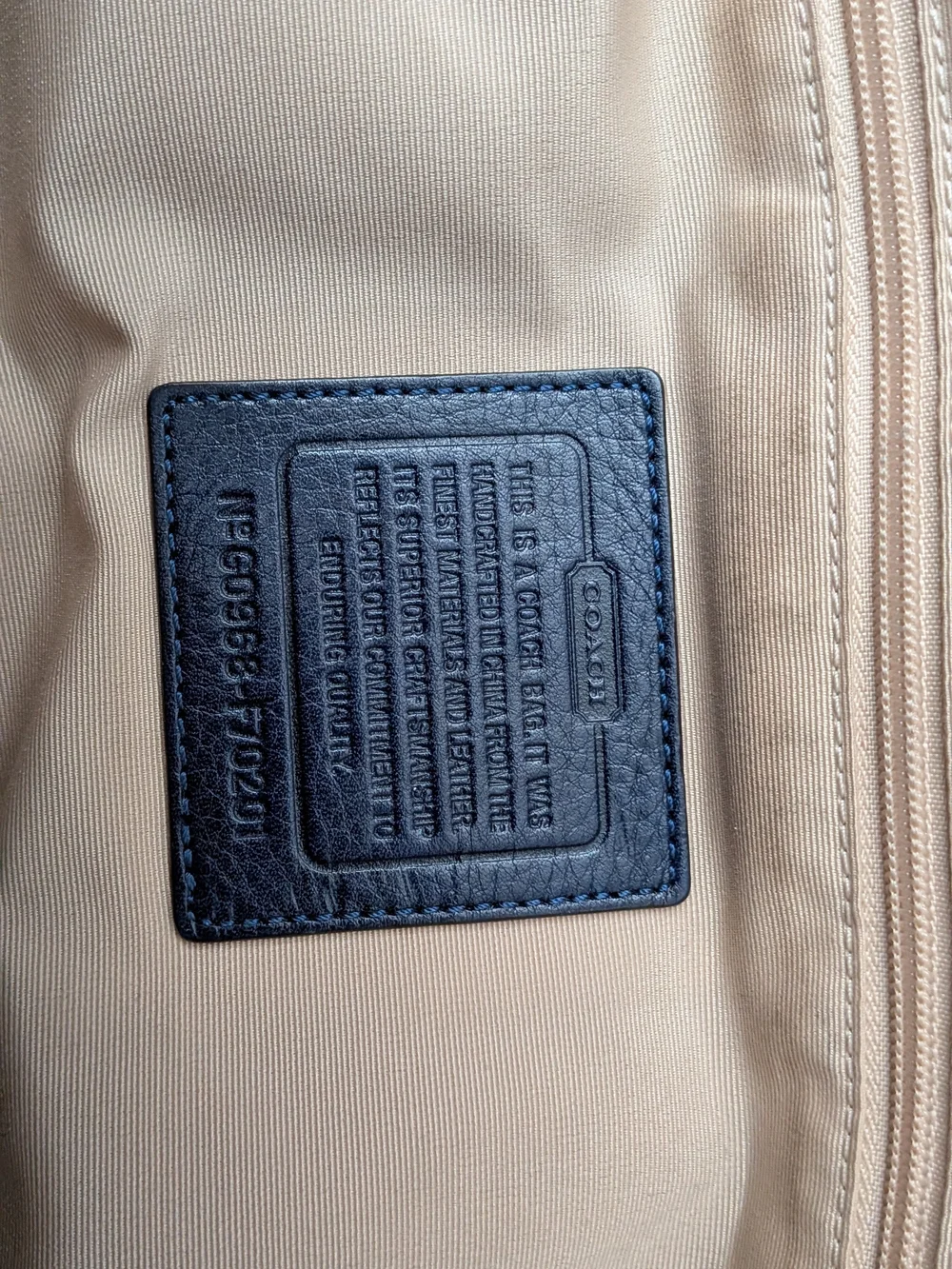 Coach Canvas Messenger Bag in Blue with Tan Leather Trim - vintage